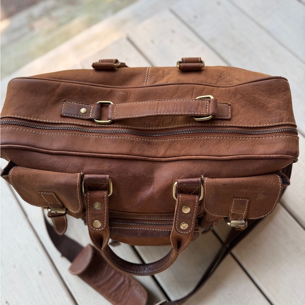 Unbranded Chocolate Brown Suede Leather Genuine Dispatch Travel Bag. 16X11X9 - Picture 6 of 9